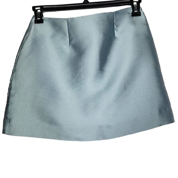 NWT Urban Outfitters Textured Blue Button Down Mini Skirt Size Medium - Picture 7 of 10